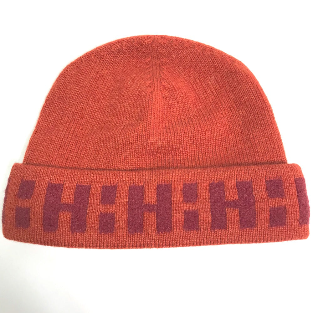 HERMES Knit hat Cashmere, Nylon, Polyester Orange Beanie knit cap Beanie unisex(Unisex)