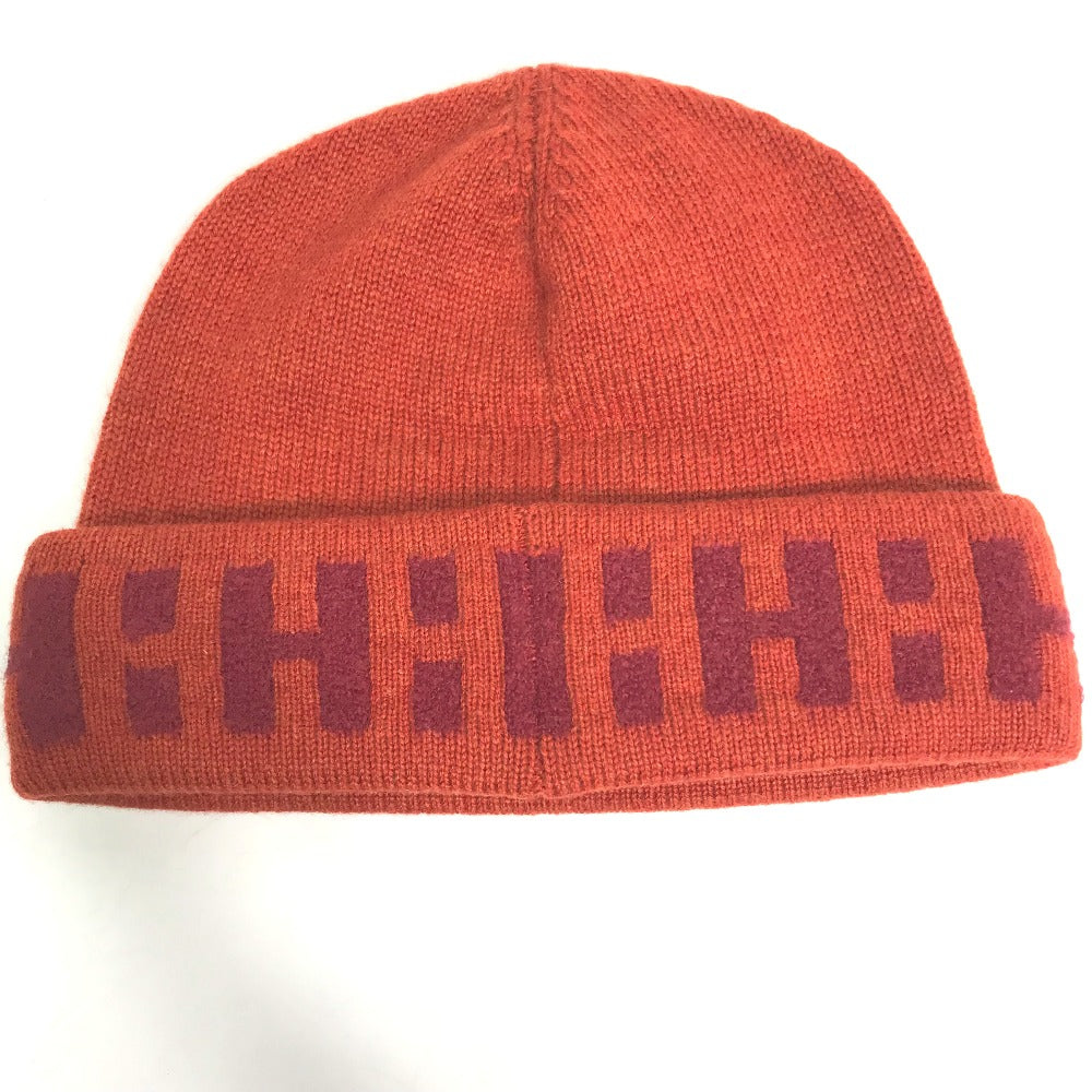 HERMES Knit hat Cashmere, Nylon, Polyester Orange Beanie knit cap Beanie unisex(Unisex)