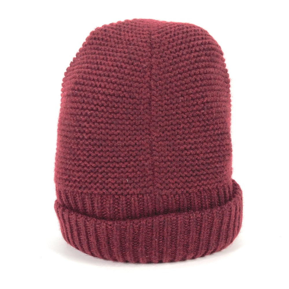 HERMES Knit hat cashmere Brown type leather tag leather tag Boston mens S