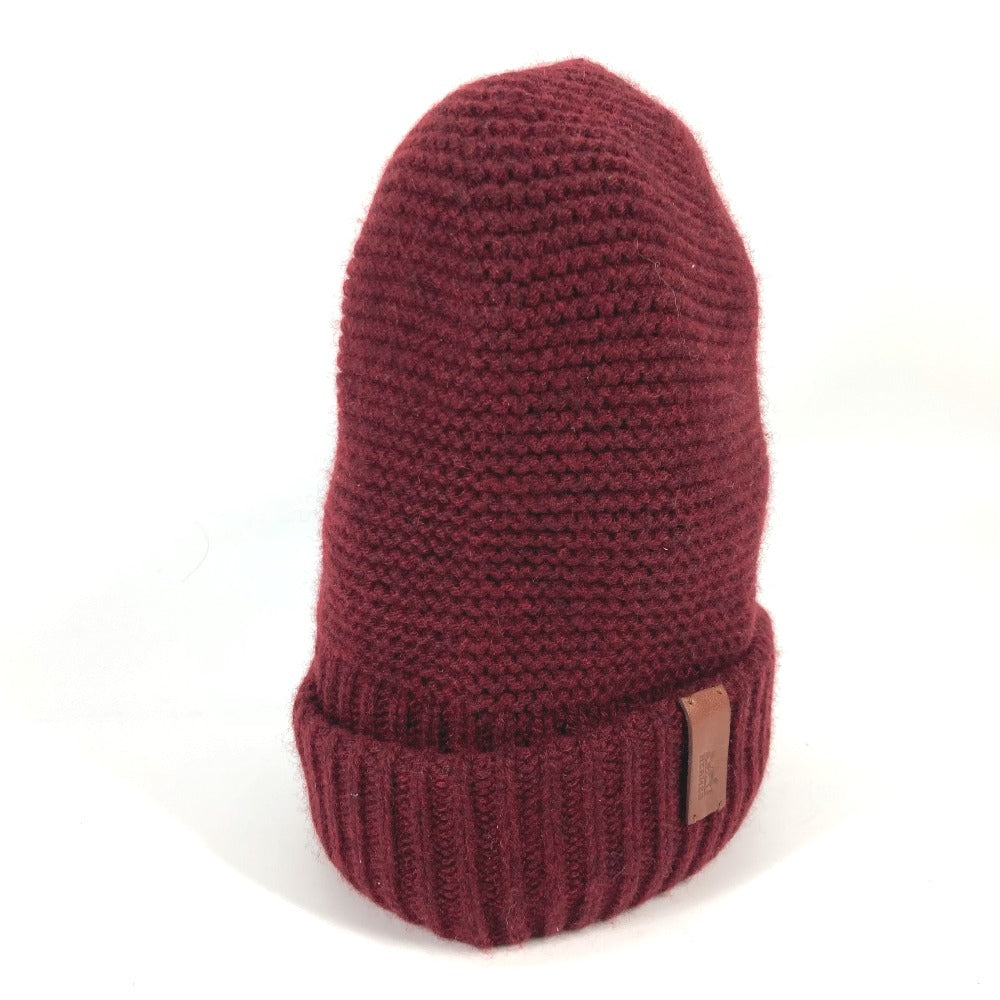 HERMES Knit hat cashmere Brown type leather tag leather tag Boston mens S