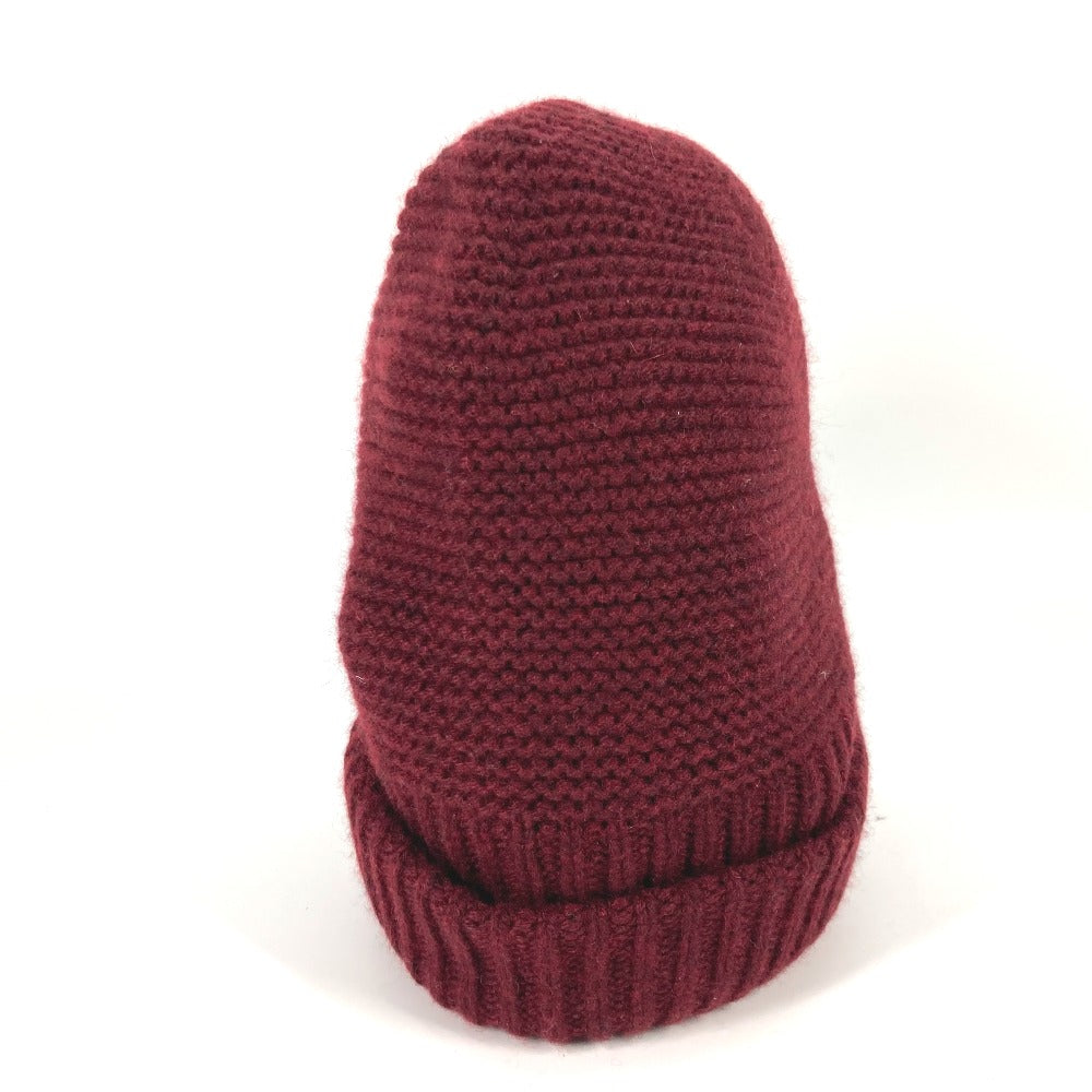 HERMES Knit hat cashmere Brown type leather tag leather tag Boston mens S