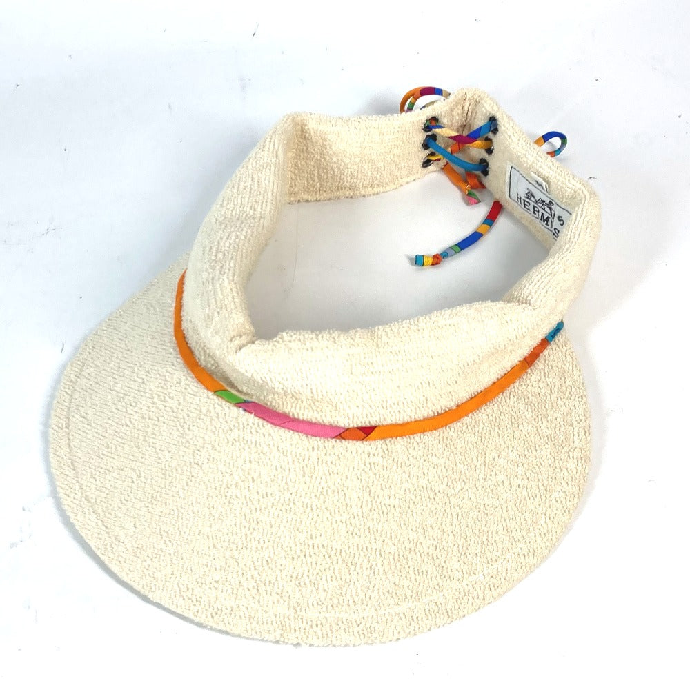 HERMES Sun visor cotton Ivorytype pile Women 56