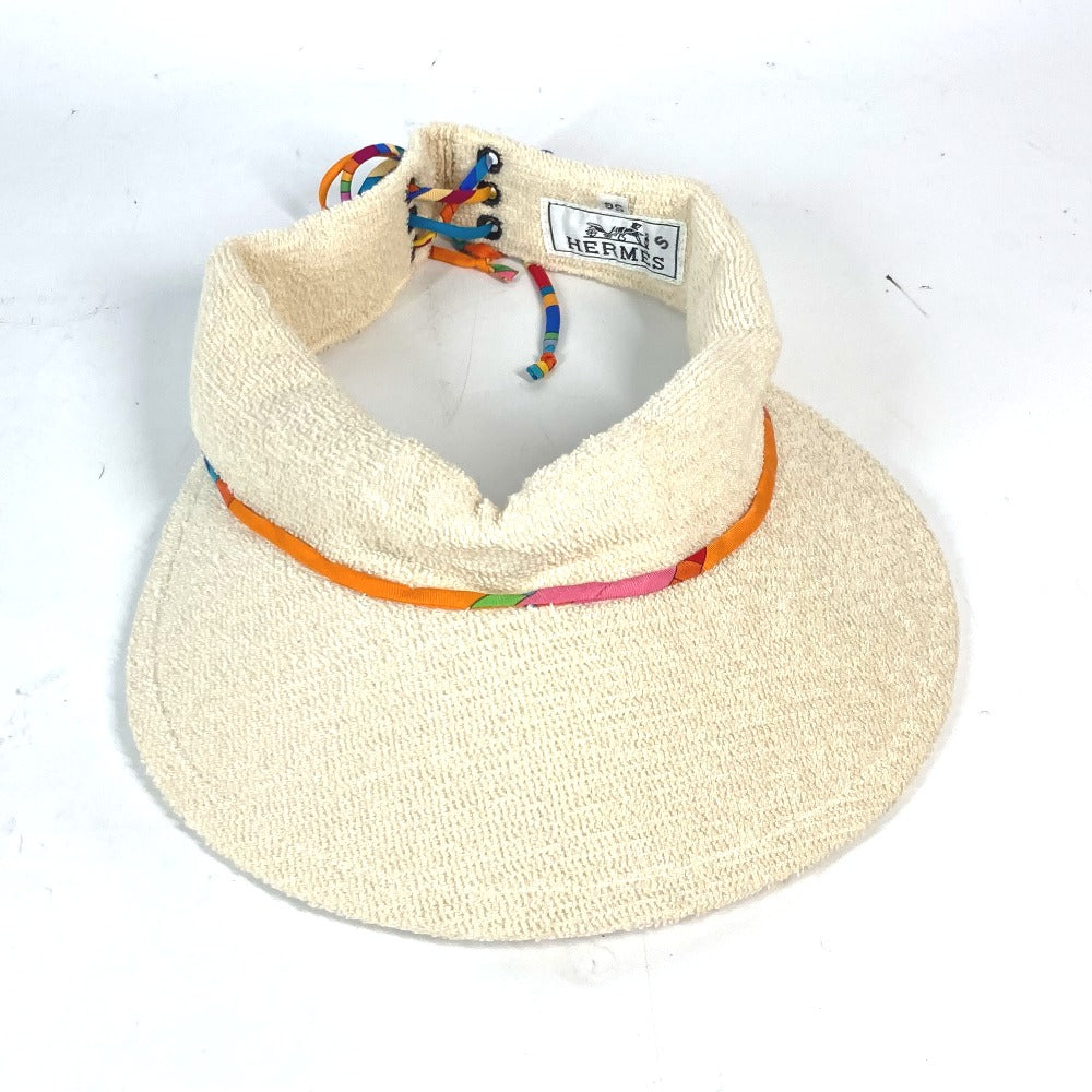 HERMES Sun visor cotton Ivorytype pile Women 56