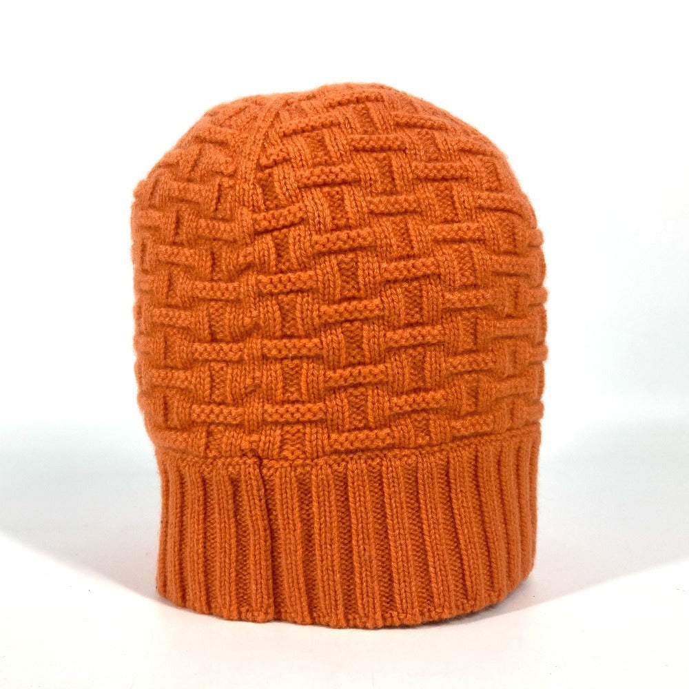 HERMES Knit hat cashmere Orange H logo Women M
