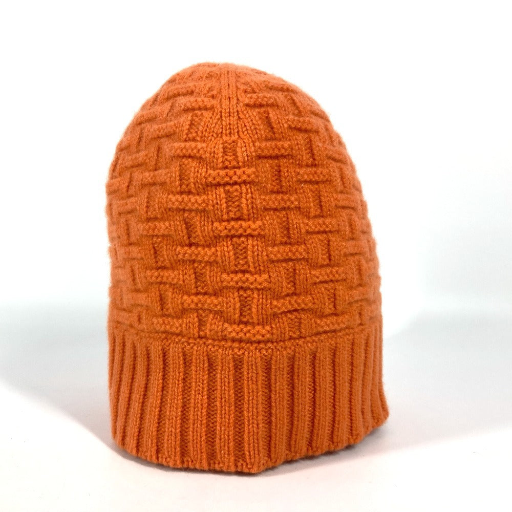 HERMES Knit hat cashmere Orange H logo Women M