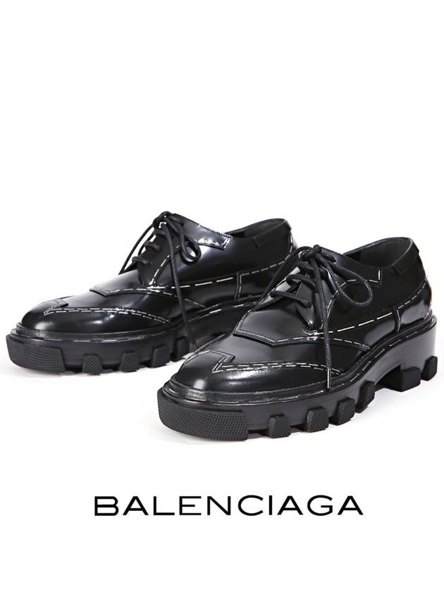 Luxury Balenciaga Trending 2025 Topstitched Leather Derby Black