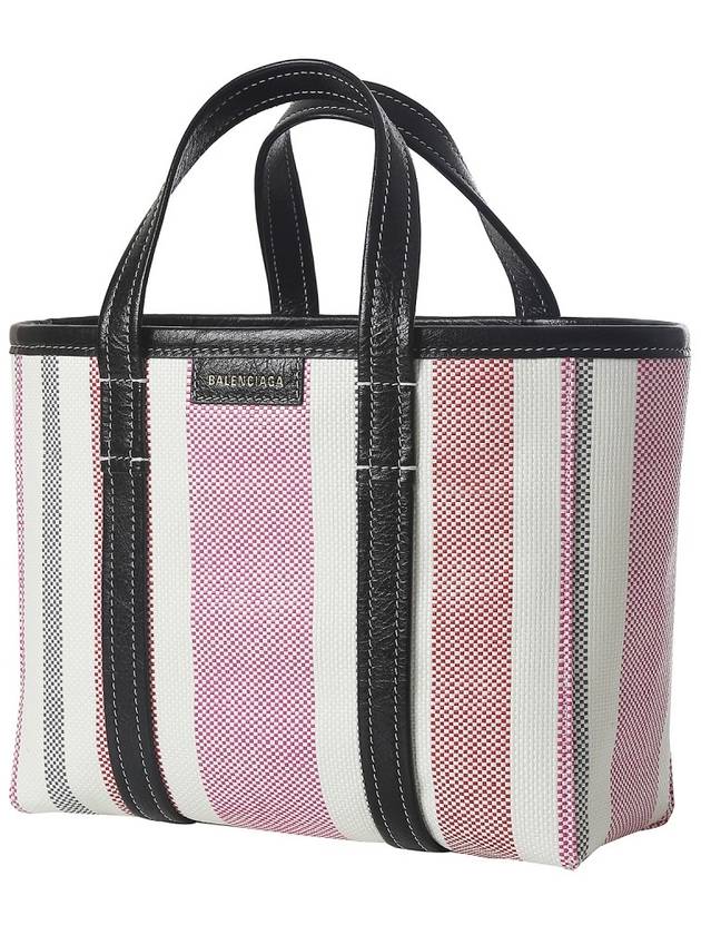 Luxury Balenciaga Trending 2025 Barbes East West Raffia Striped Shopper Tote Bag Pink
