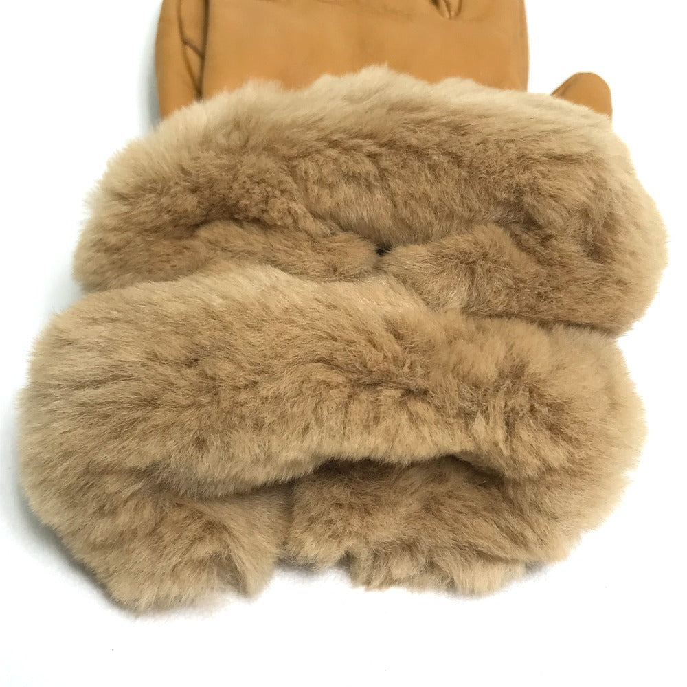 HERMES Glove leather Beige type Cadena Charm Princess Women 6.5