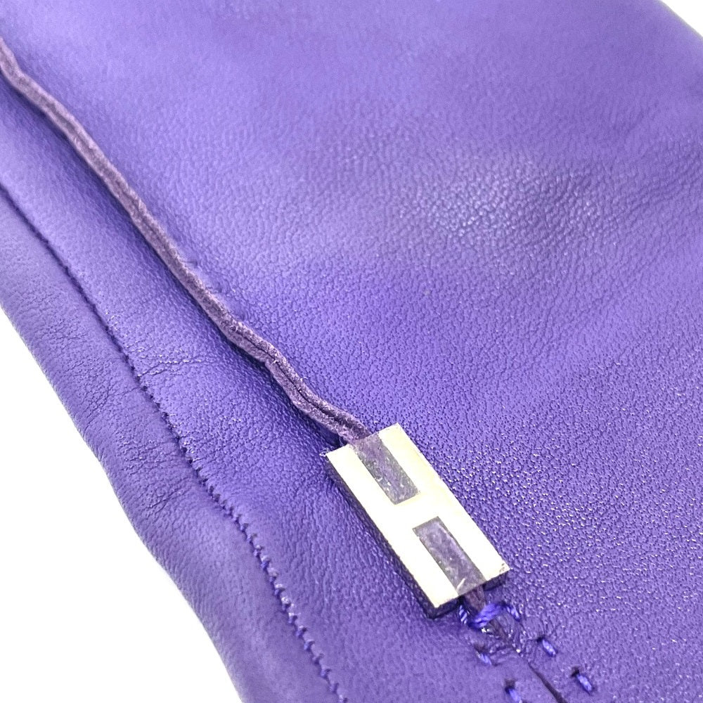 HERMES gloves leather purple HMetal Glove Women 6.5