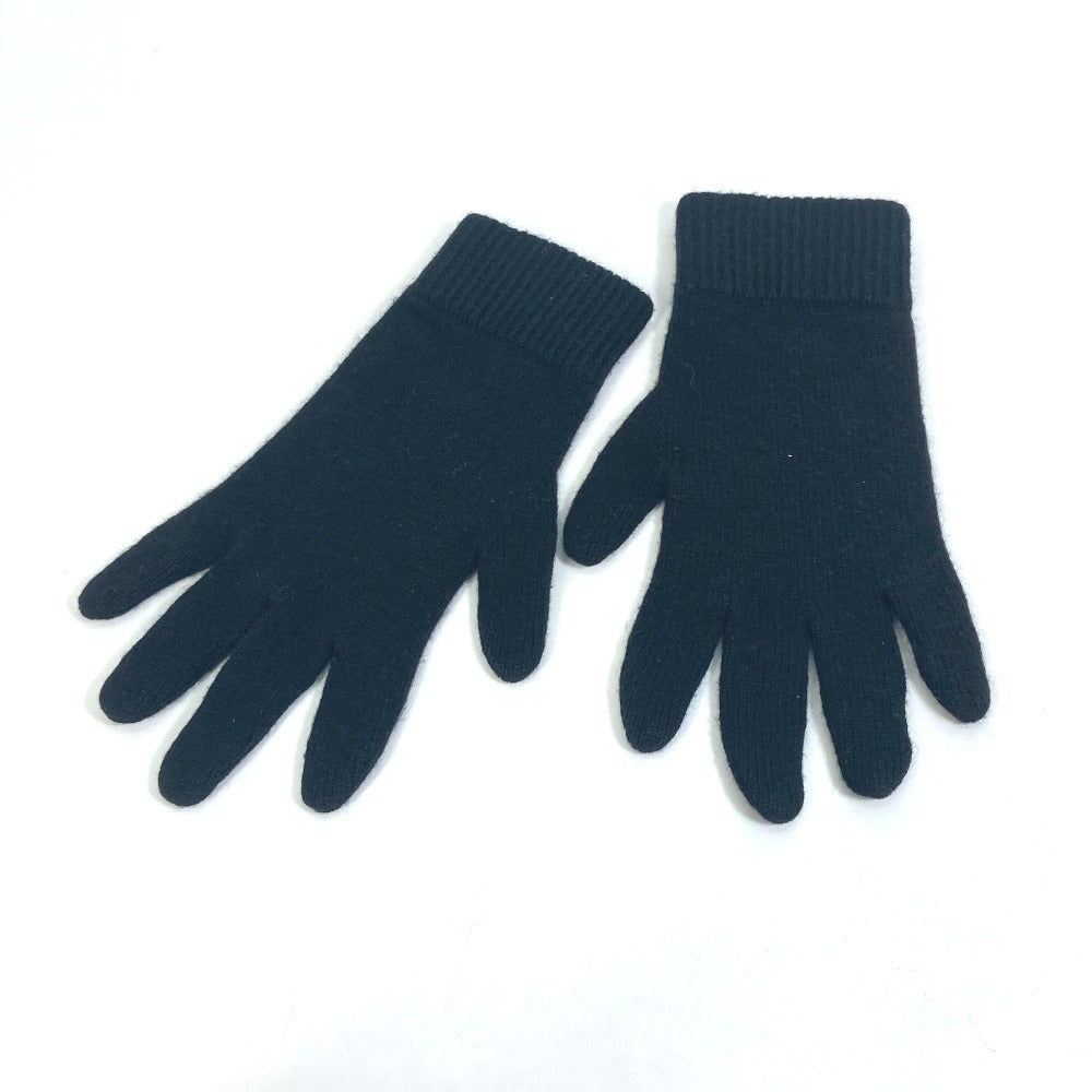 HERMES gloves cashmere black Whole pattern H logo mens L