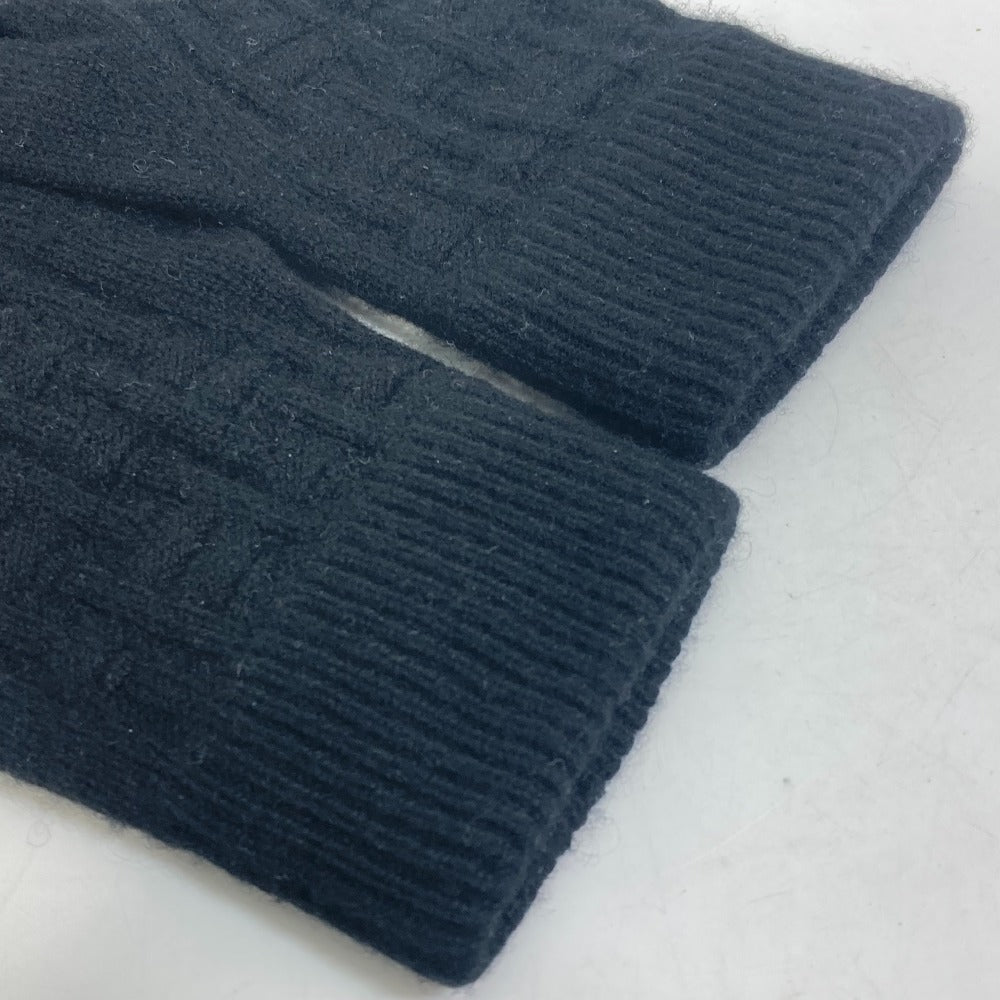 HERMES gloves cashmere black Whole pattern H logo mens L