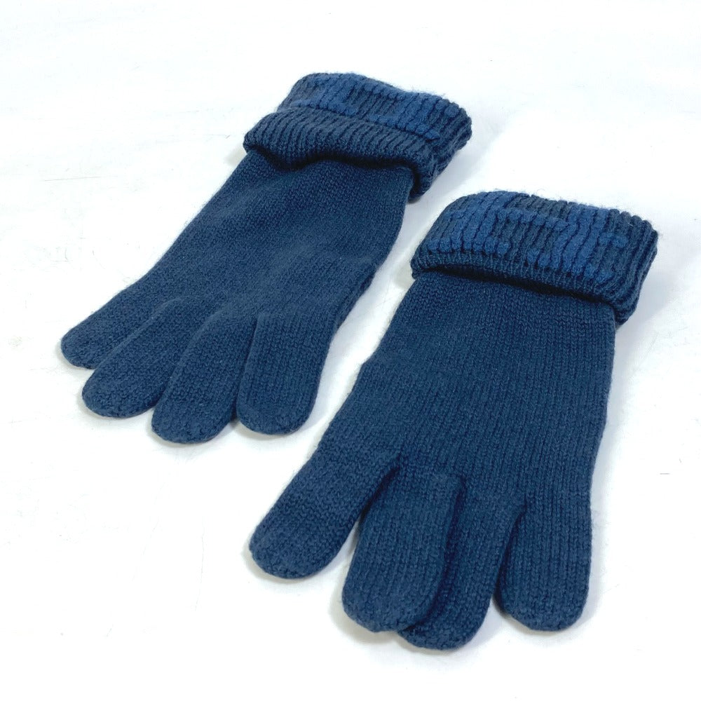HERMES Glove cashmere blue H logo Women