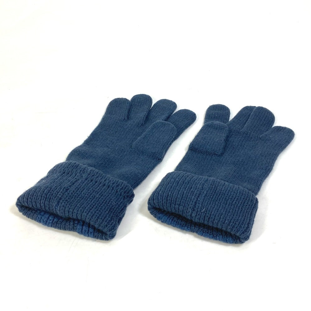 HERMES Glove cashmere blue H logo Women
