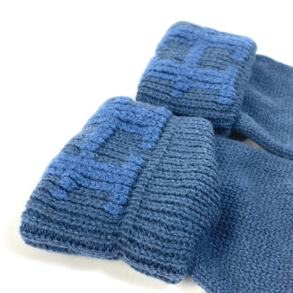 HERMES Glove cashmere blue H logo Women