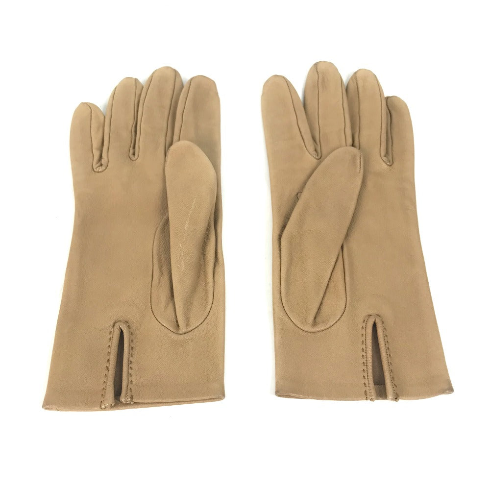 HERMES gloves leather beige Punching logo Women 7