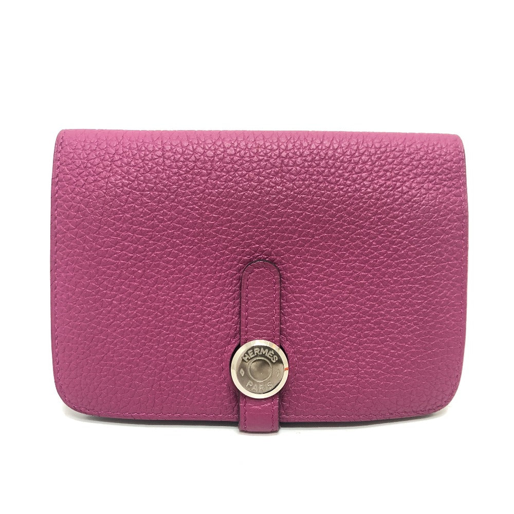 HERMES Folded wallet Taurillon Clemence purple Dogon compact