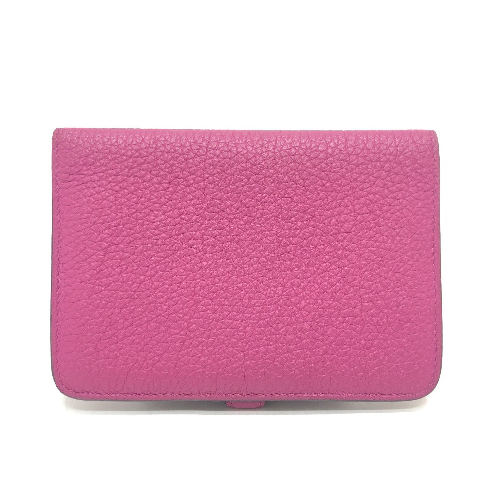 HERMES Folded wallet Taurillon Clemence purple Dogon compact