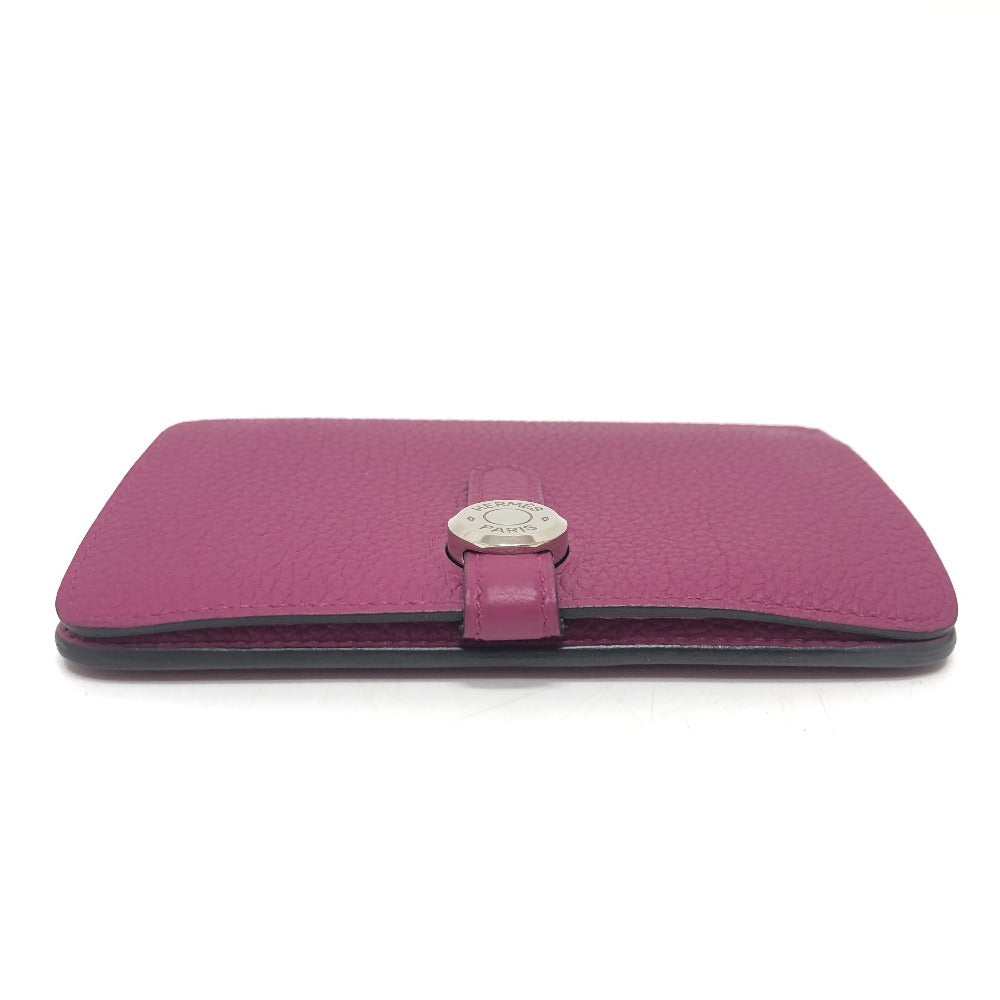 HERMES Folded wallet Taurillon Clemence purple Dogon compact