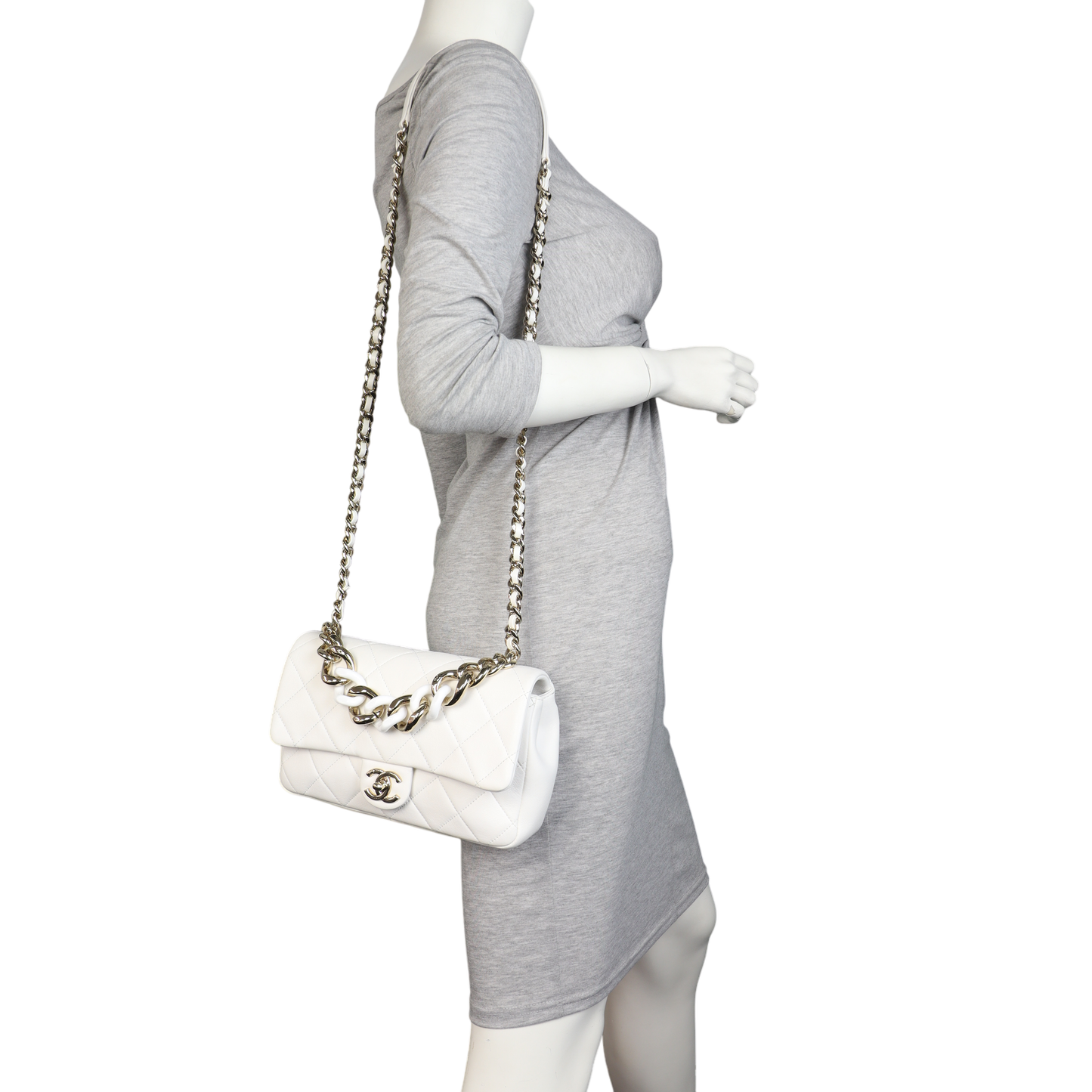 Chanel Elegant Plexi Double Chain Flap Bag