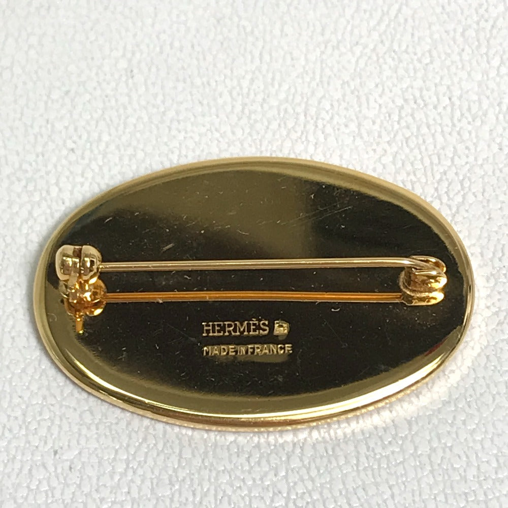 HERMES Brooch Gold Plated Gold x red Bird bird motif Women