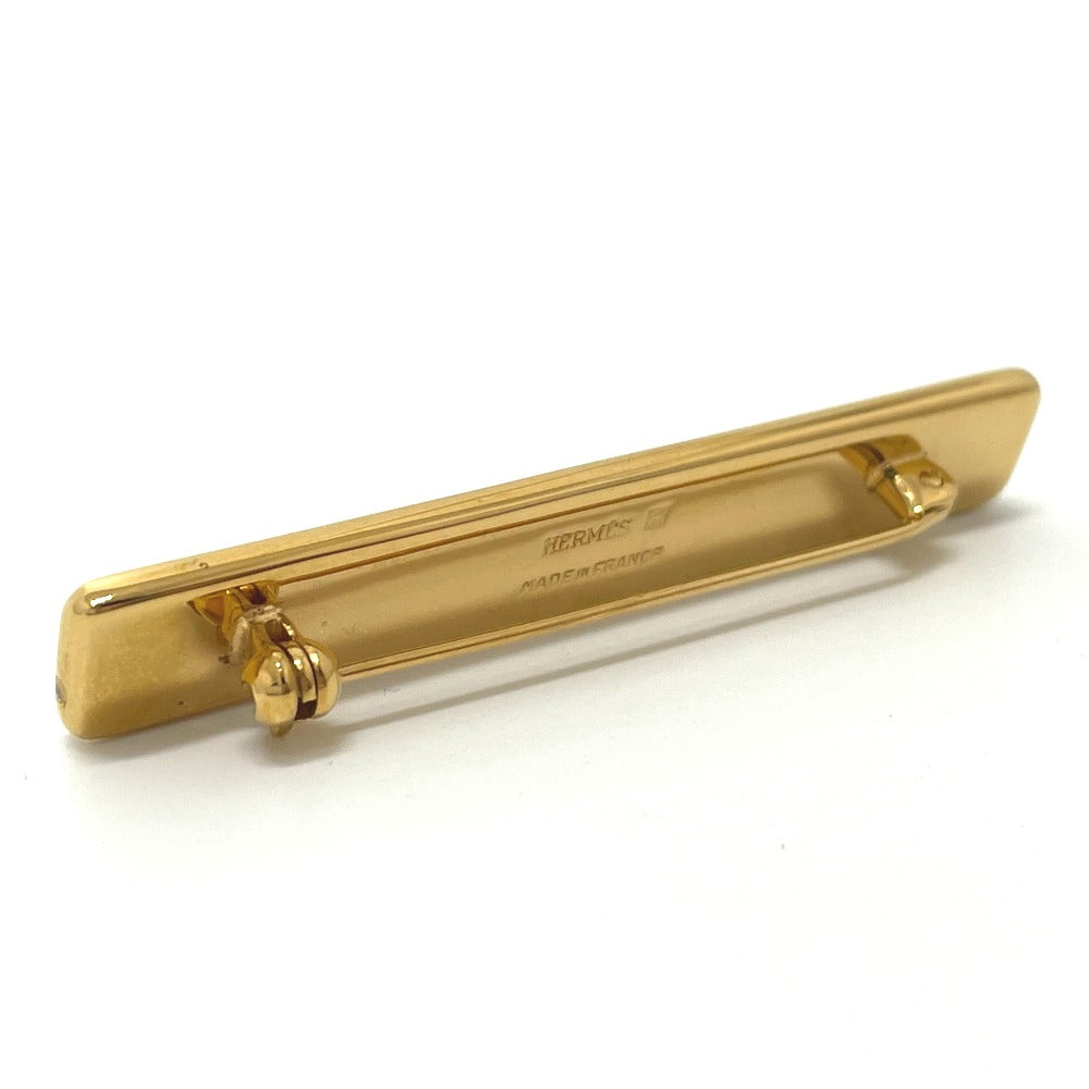 HERMES Brooch metal gold Treasure grilled emaille Women