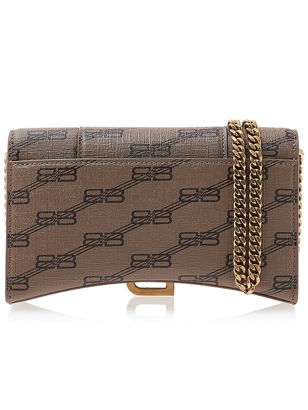 Luxury Balenciaga Trending 2025 Hourglass BB Monogram Chain Long Wallet Brown