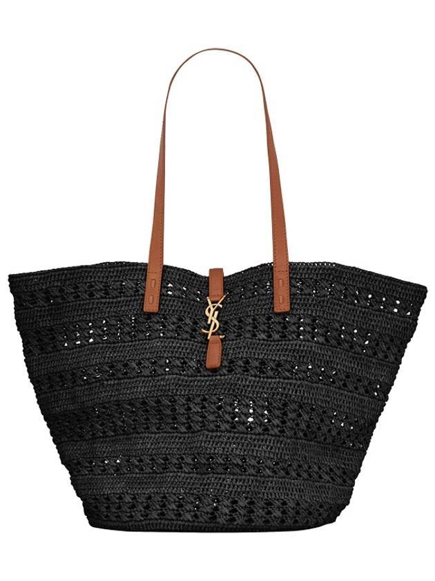 Luxury Saint Laurent Trending 2025 Top Handle Raffia Tote Bag Black