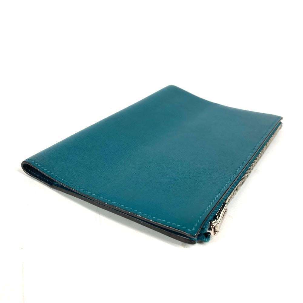 HERMES Note cover Swift turquoise blue EA Zip PM mens(Unisex)