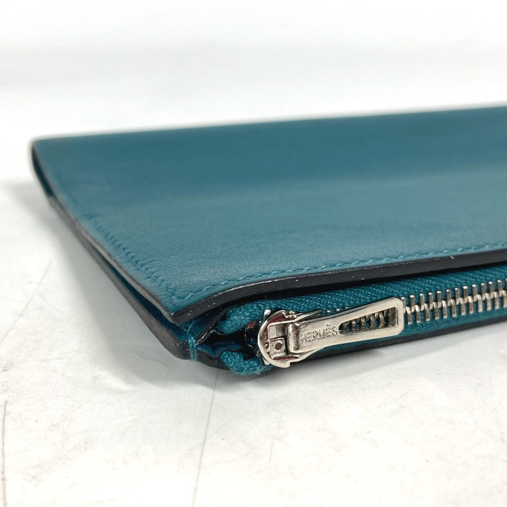 HERMES Note cover Swift turquoise blue EA Zip PM mens(Unisex)