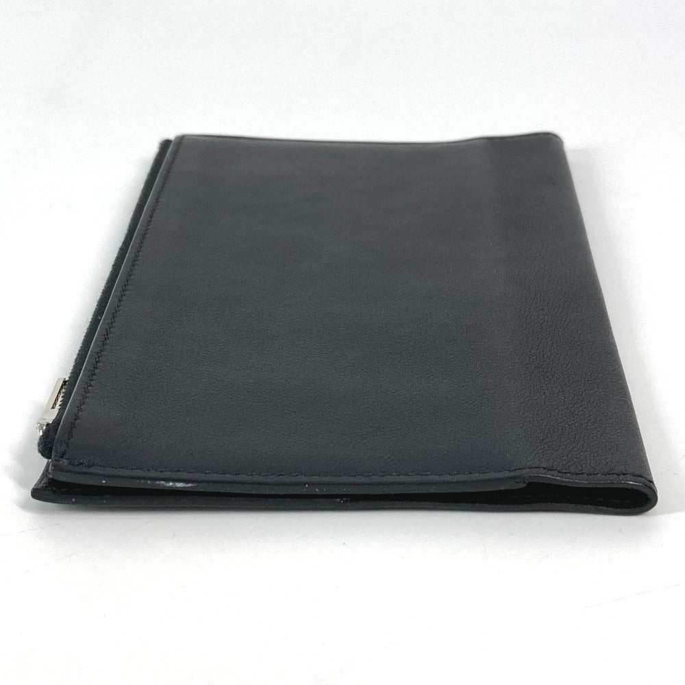 HERMES Note cover leather black Stationery Notepad "EA Zip" PM mens(Unisex)