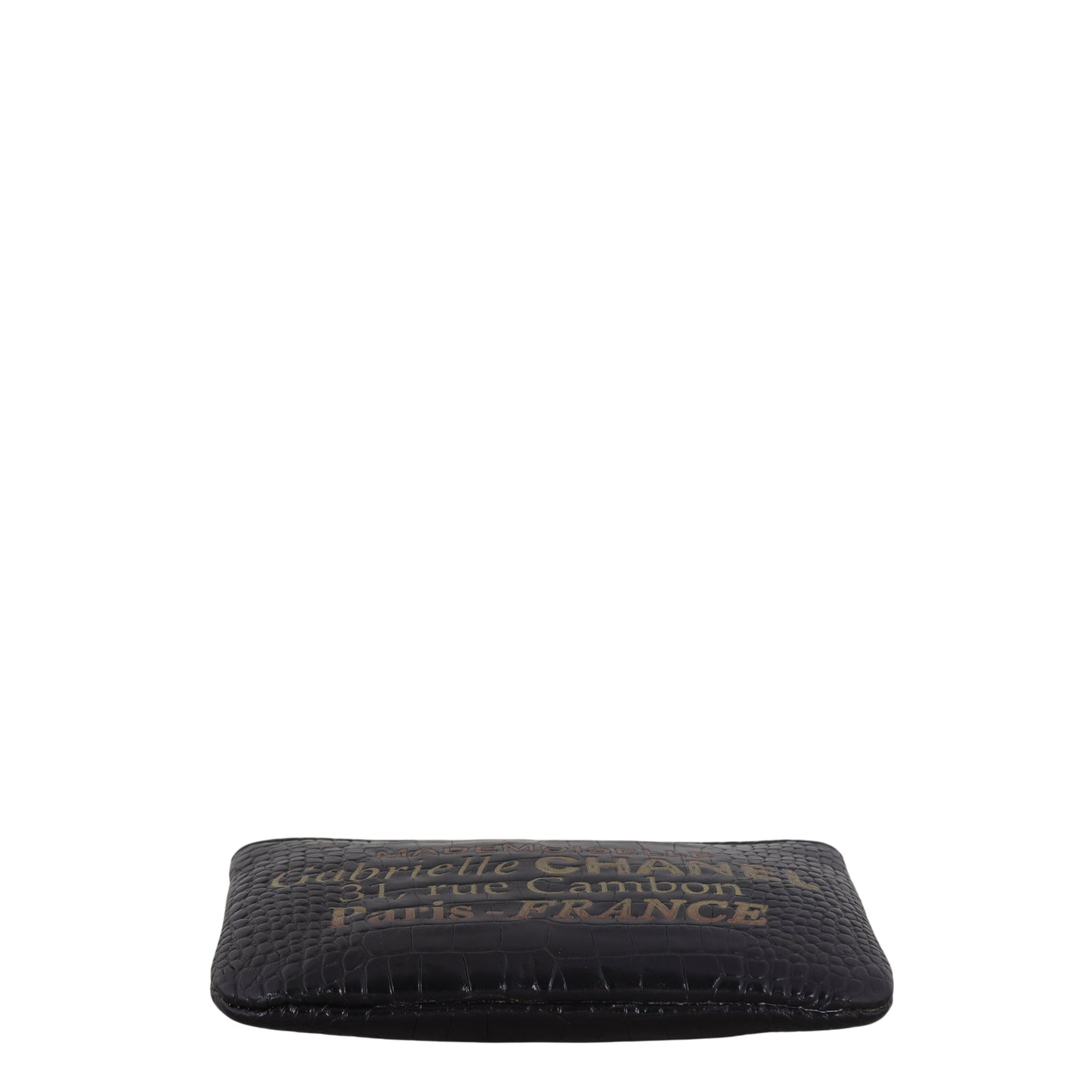 Chanel Gabrielle Zip Pouch Croc Embossed