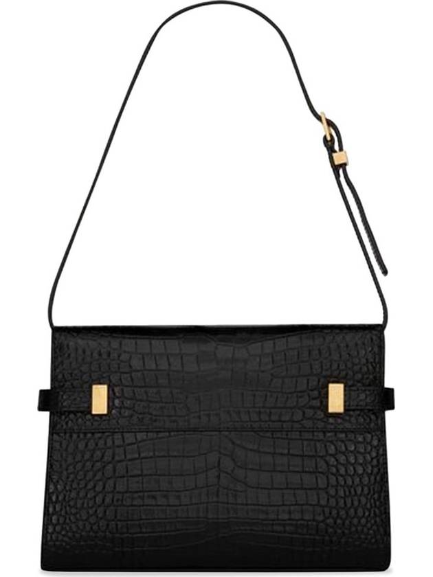 Luxury Saint Laurent Trending 2025 Manhattan Crocodile Small Shoulder Bag Black