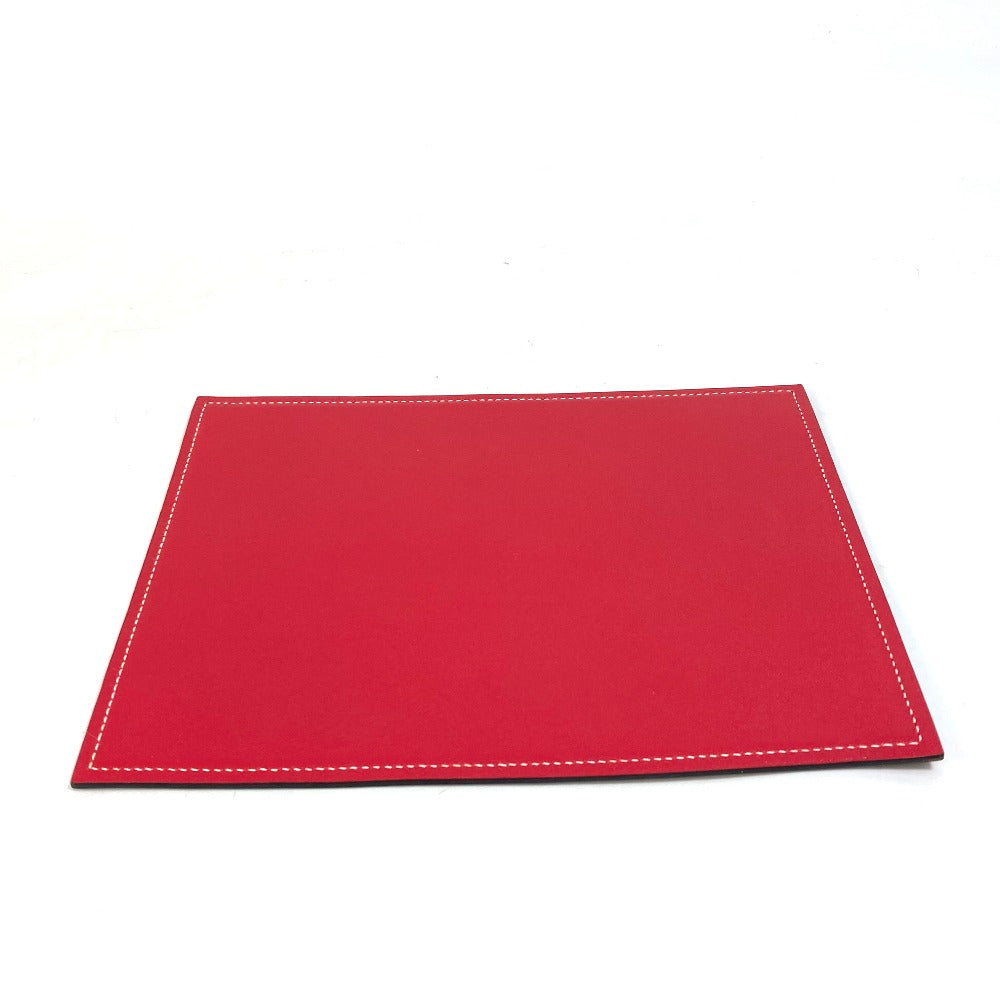 HERMES Other miscellaneous goods leather Red reversible Mouse pad Women(Unisex)