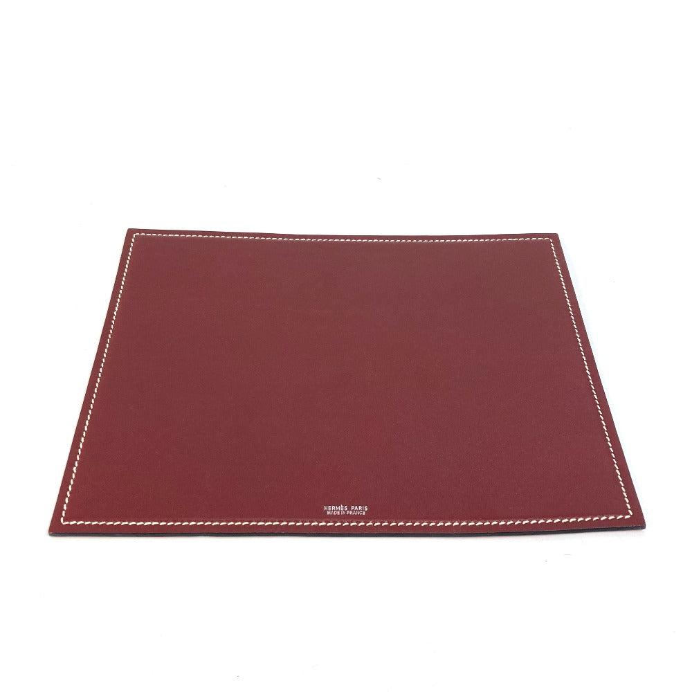 HERMES Other miscellaneous goods leather Red reversible Mouse pad Women(Unisex)
