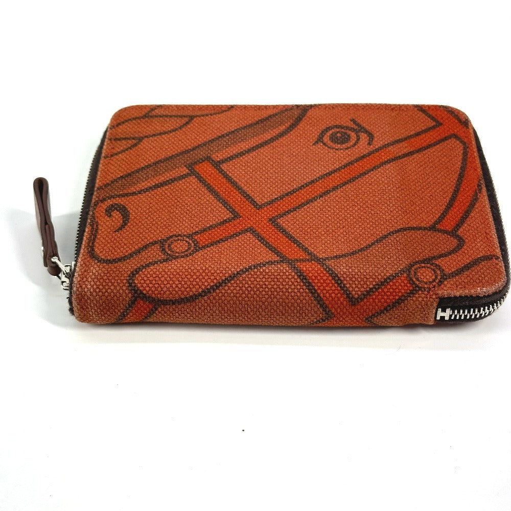 HERMES Folded wallet canvas Orange Horse Steeple PM unisex(Unisex)