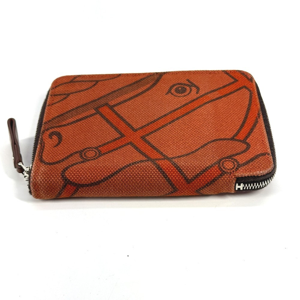 HERMES Folded wallet canvas Orange Horse Steeple PM unisex(Unisex)