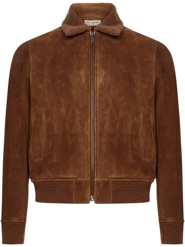 Luxury Saint Laurent Trending 2025 Shearing Zip-Up Jacket Brown
