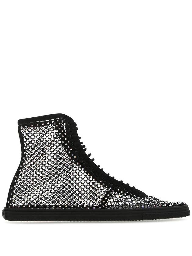 Luxury Saint Laurent Trending 2025 Rhinestone Diamond High-Top Sneakers Black