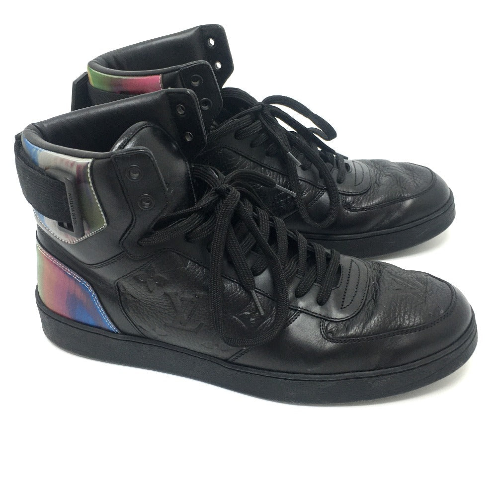 LOUIS VUITTON sneakers 1A7S6R leather black Rivoli Line Monogram mens 7