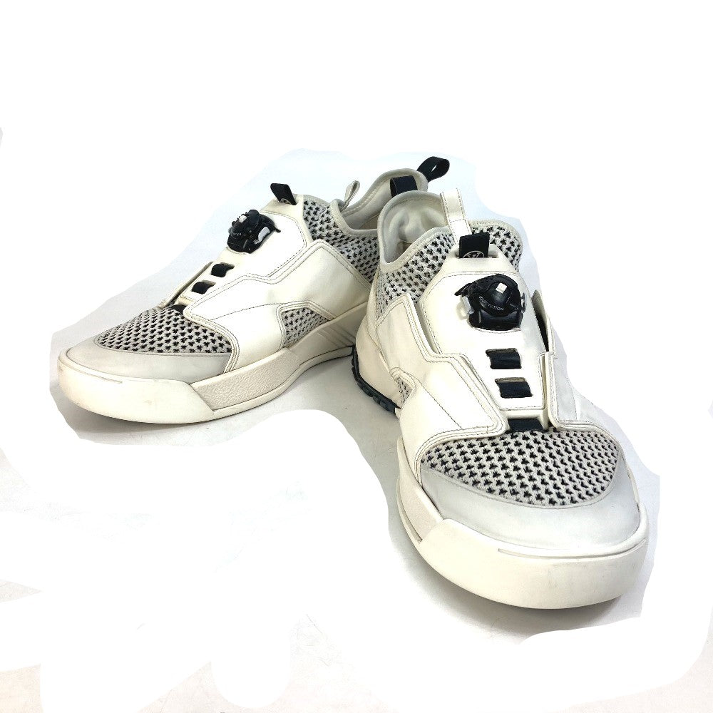 LOUIS VUITTON sneakers Leather, Knit white fuel power sneakers mens 8.5