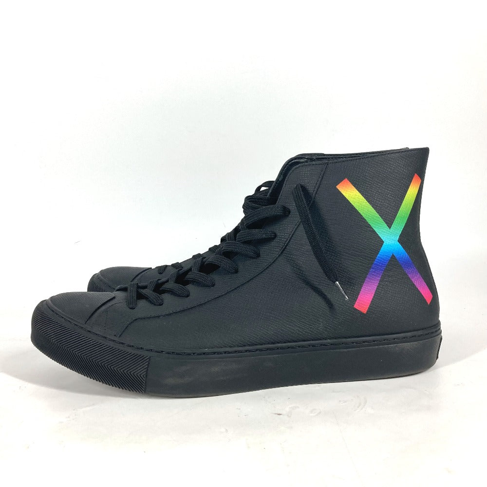 LOUIS VUITTON sneakers leather black Rainbow logo mens 8 1/2