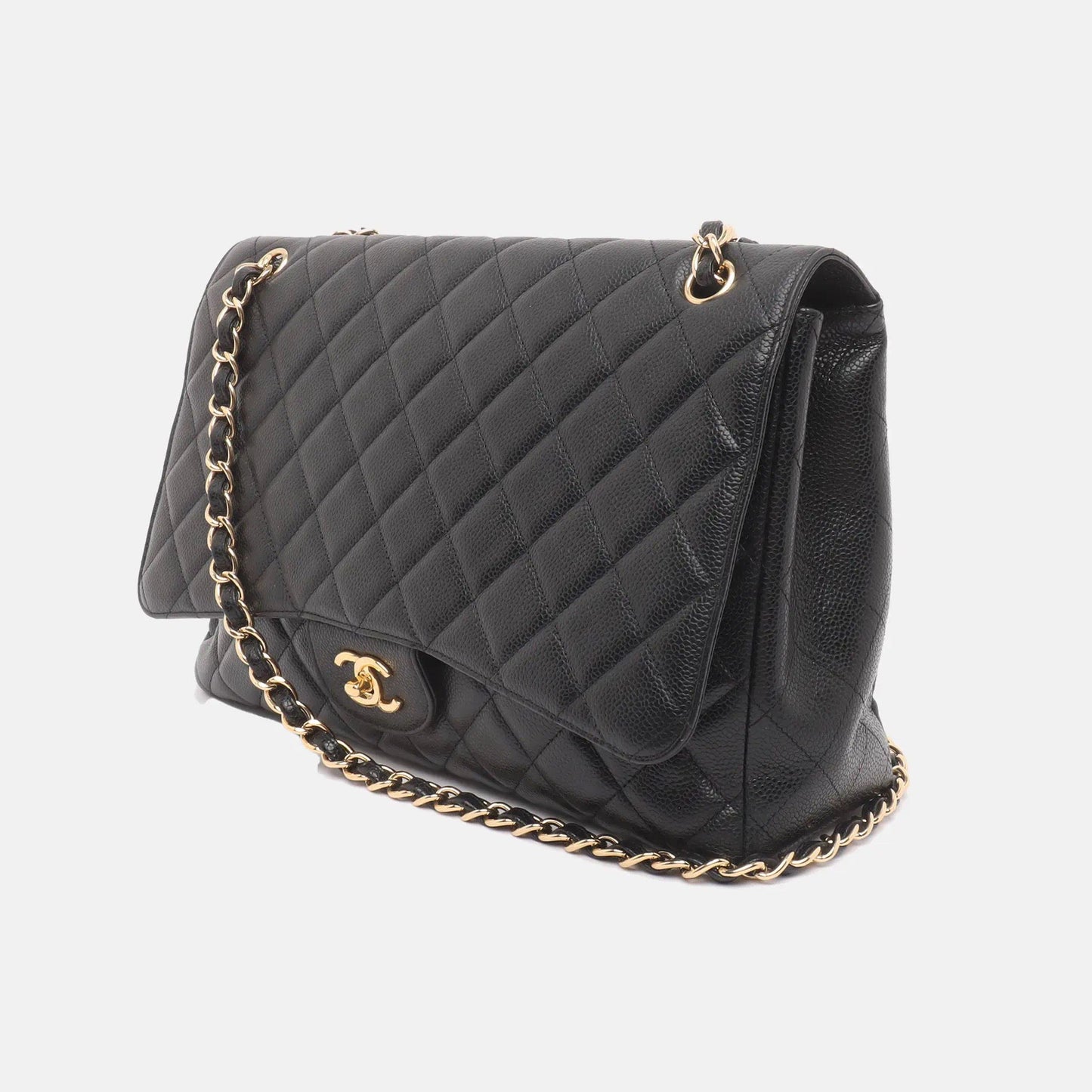 Chanel Classic Flap Maxi 2009 Black Caviar Leather Single Flap with Gold Hardware