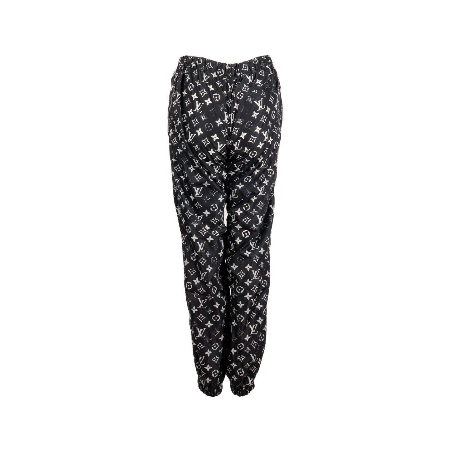 Louis Vuitton size 34 stencil-effect Monogram jogging pants Black/White Polyamide