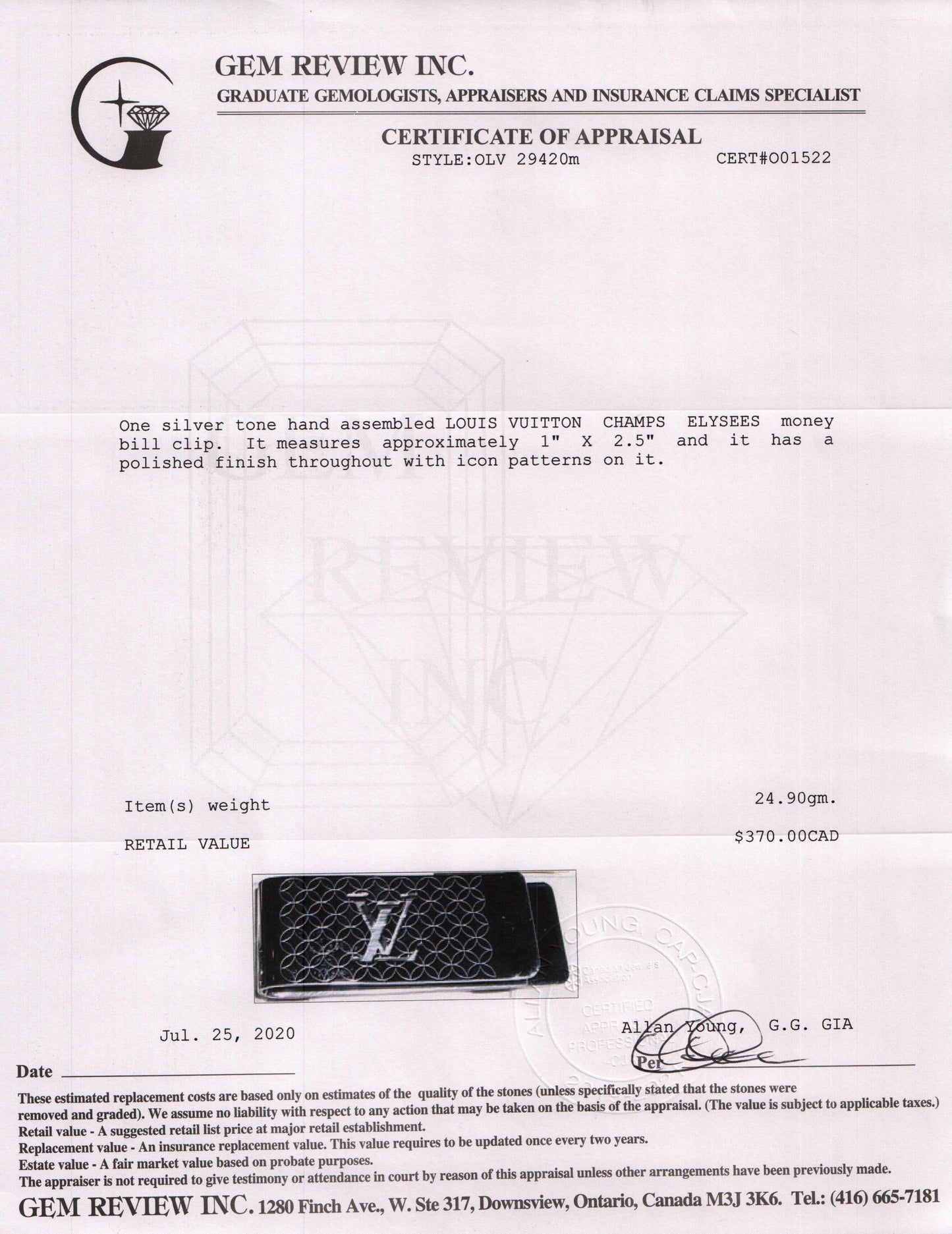 Louis Vuitton Champs Elysées Bill Clip