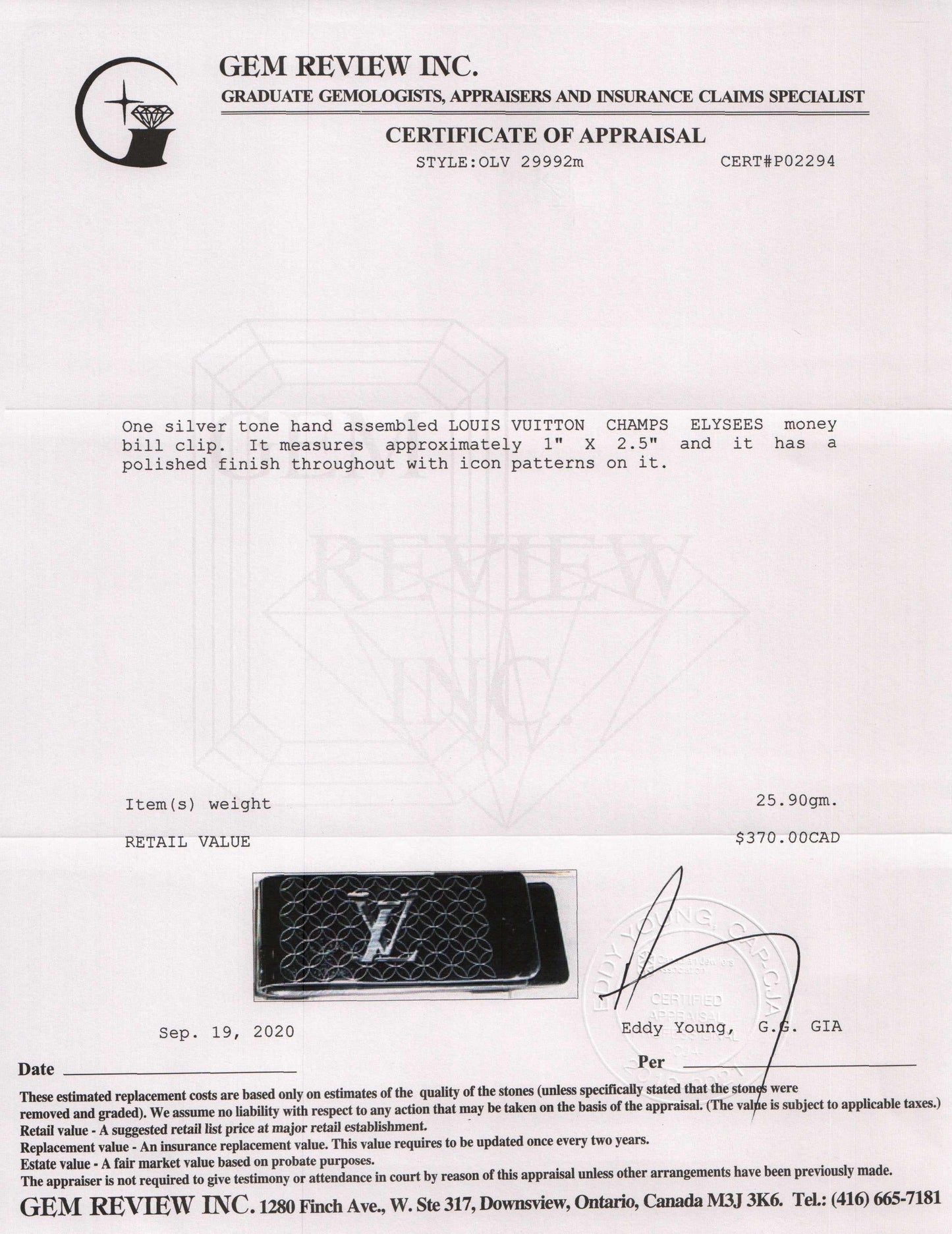 Louis Vuitton Champs Elysées Bill Clip