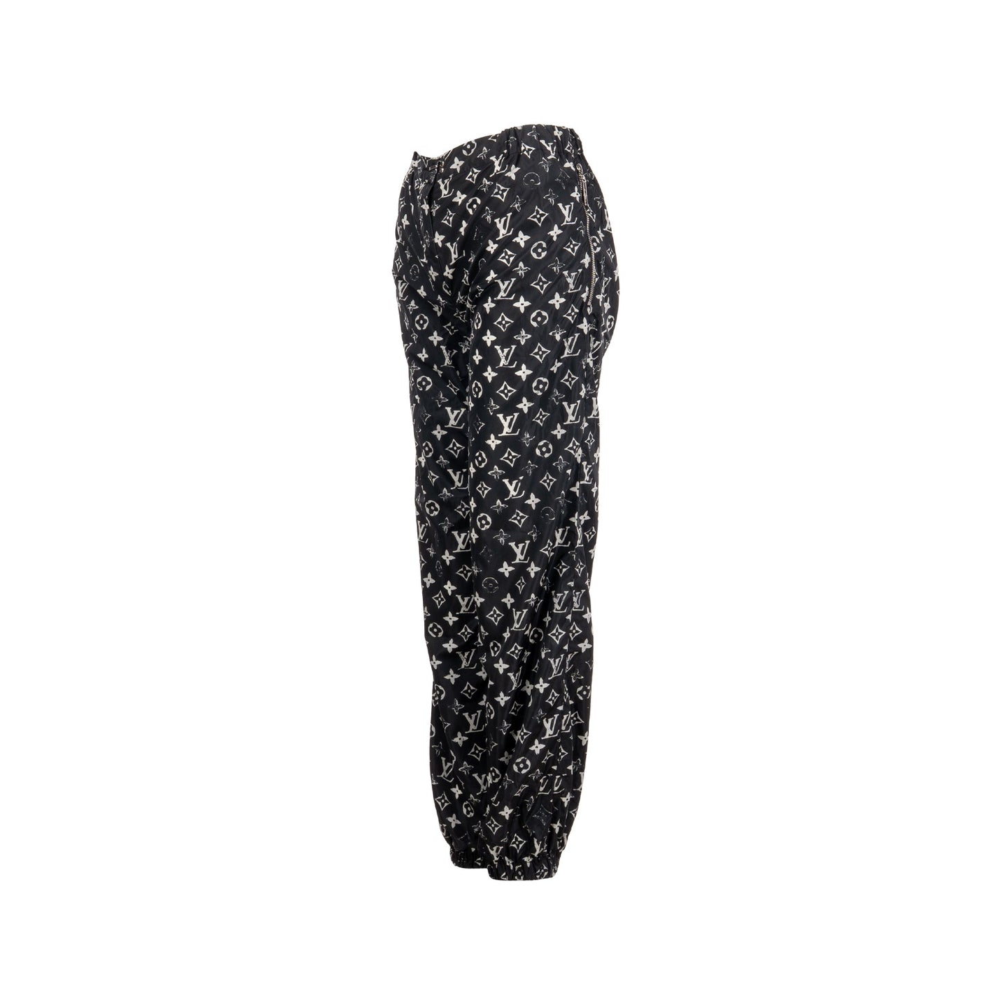 Louis Vuitton size 34 stencil-effect Monogram jogging pants Black/White Polyamide
