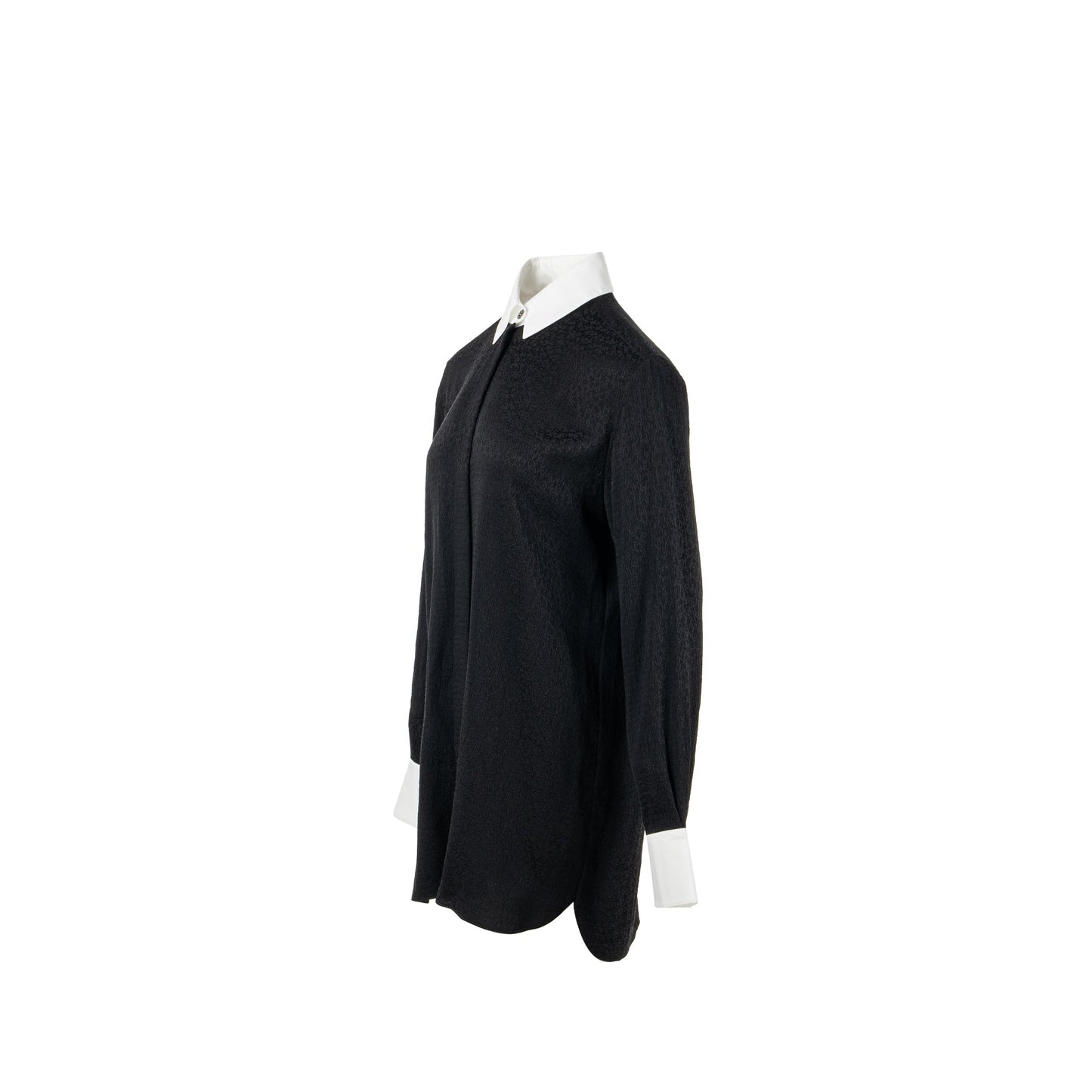 Chanel 21k Size 36 cc logo printed Tunic / Shirt Silk Black/White