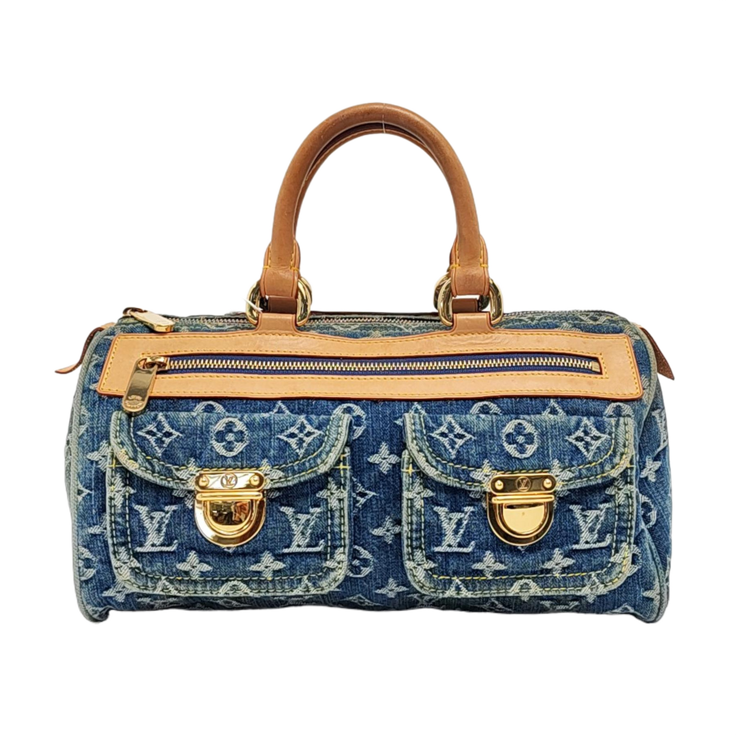 Louis Vuitton Neo Speedy Blue Denim Boston Bag