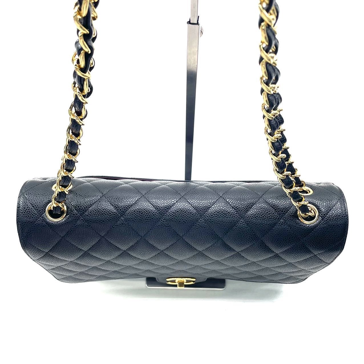 Chanel Classic Flap Maxi Black Caviar Leather Double Flap with Gold Hardware, 2014-2015