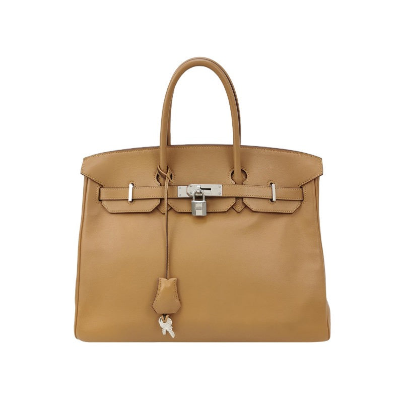 Hermes Birkin 35 Camel Calfskin Leather Silver-tone Palladium Hardware 2008